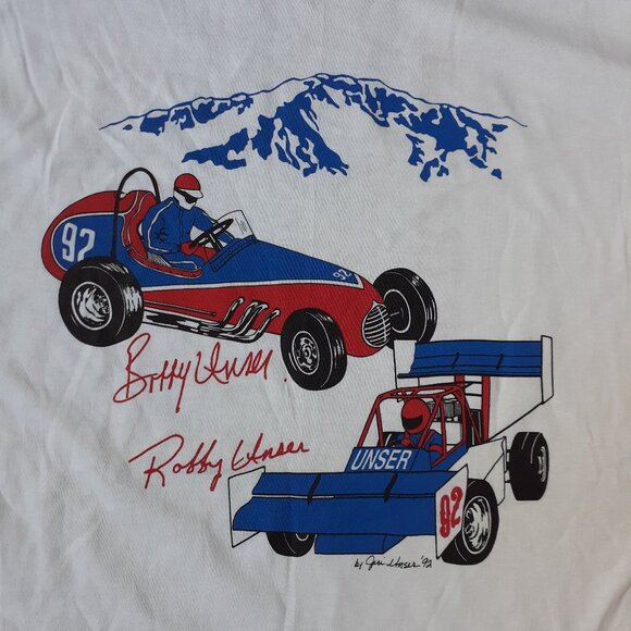 NOS 1992 Robby & Bobby Unser Pikes Peak Race to the Clouds XL White T-Shirt - Picture 2 of 10